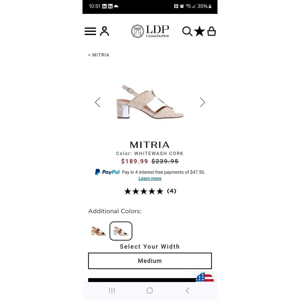 L'Amour Des Pieds Mitria Whitewash Cork Ankle Strap Comfort Shoes Womens Size 8M